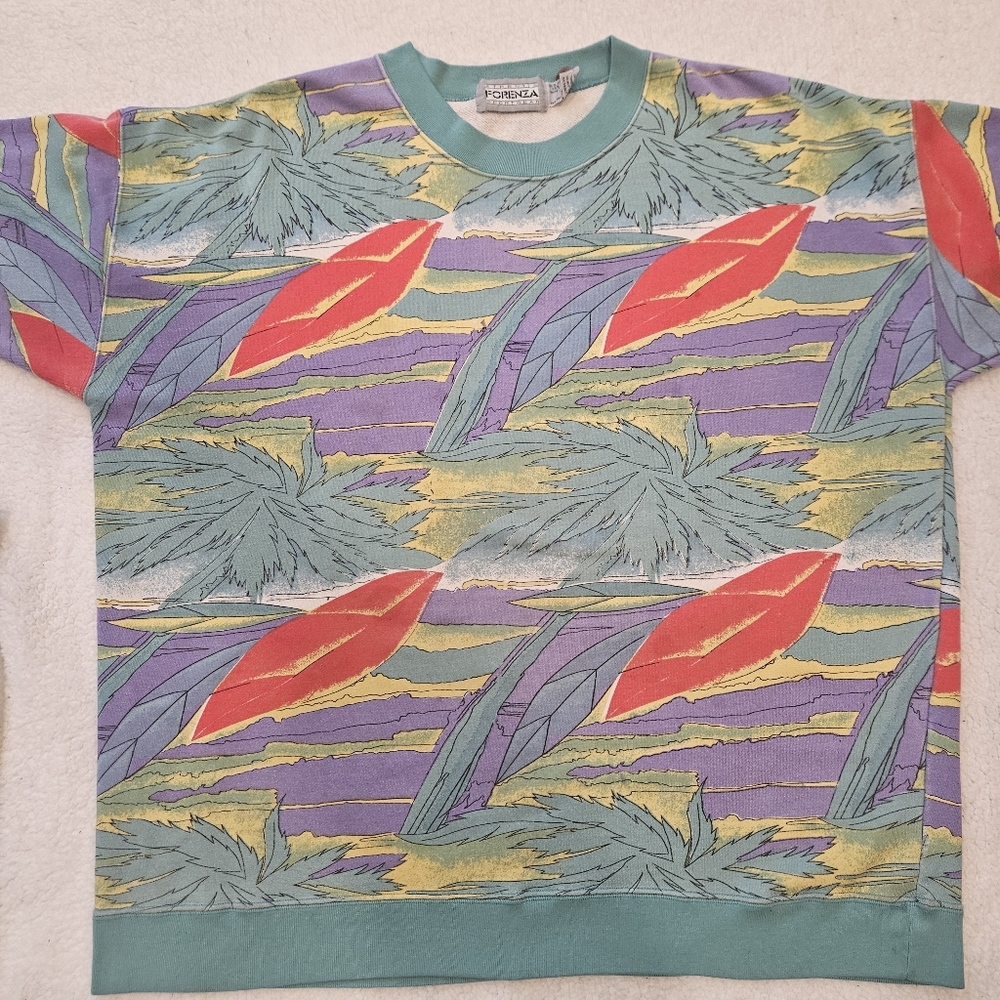 Vintage 80s 90s Fiorenza Abstract Print Sweatshirt Crewneck Retro Streetwear